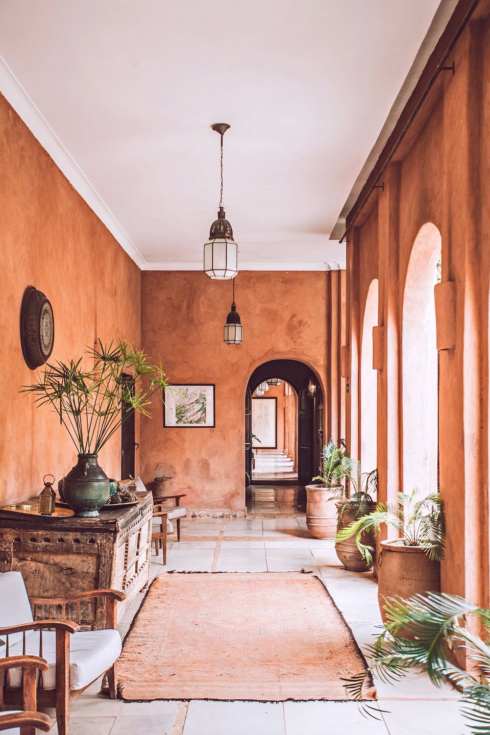 Pièce lumineuse avec des plantes et un tapis